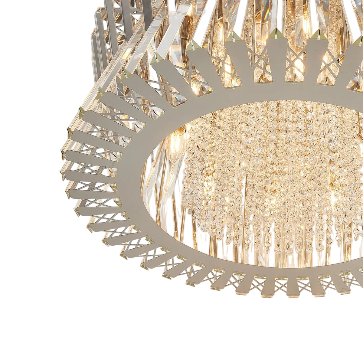 Faline 18 Light Pendant in Polished Nickel & Clear Crystal Glass