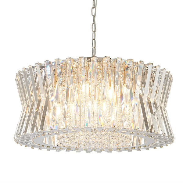 Faline 18 Light Pendant in Polished Nickel & Clear Crystal Glass