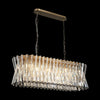 Faline 14 Light Linear Pendant in Antique Brass & Clear Crystal Glass