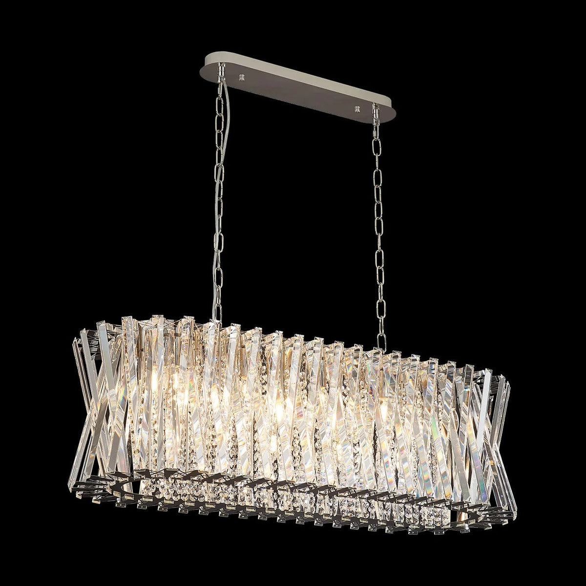 Faline 14 Light Linear Pendant in Polished Nickel & Clear Crystal Glass