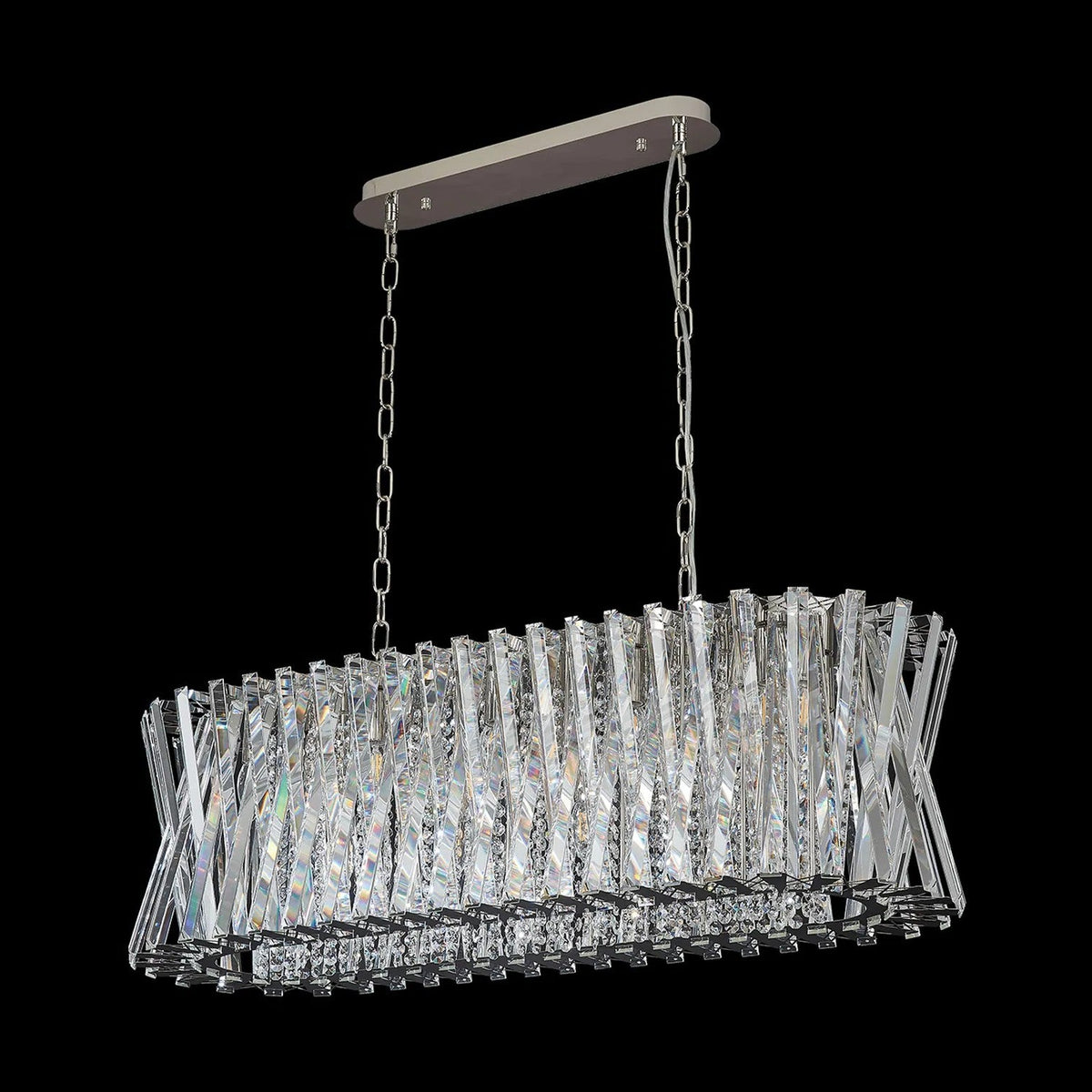 Faline 14 Light Linear Pendant in Polished Nickel & Clear Crystal Glass