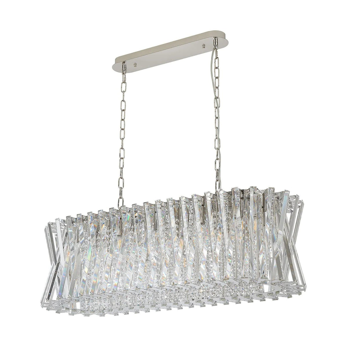 Faline 14 Light Linear Pendant in Polished Nickel & Clear Crystal Glass
