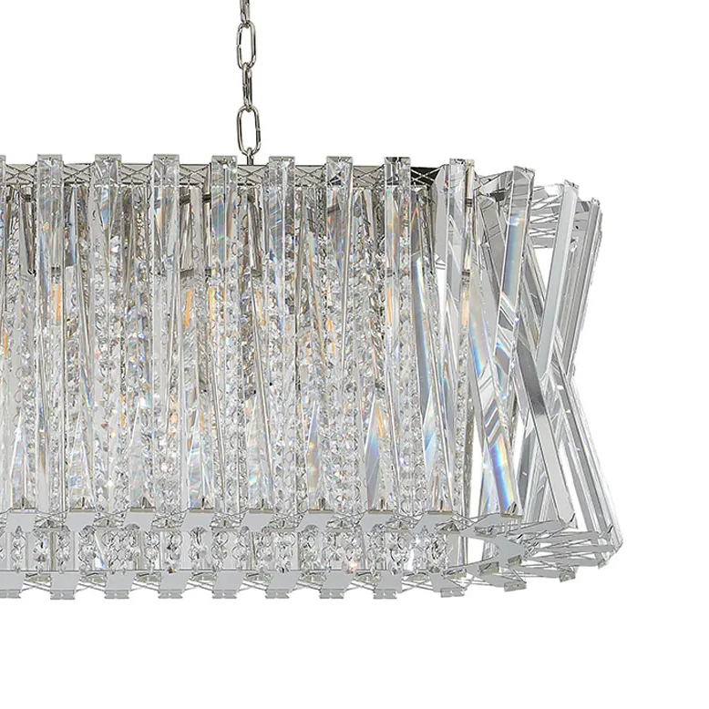 Faline 14 Light Linear Pendant in Polished Nickel & Clear Crystal Glass