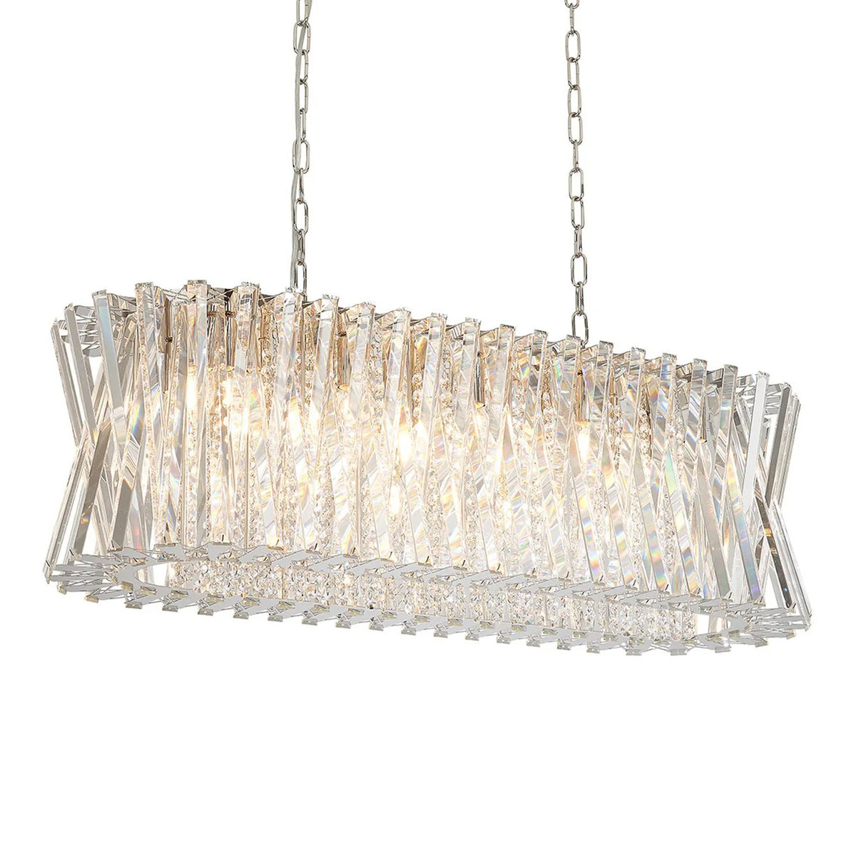 Faline 14 Light Linear Pendant in Polished Nickel & Clear Crystal Glass
