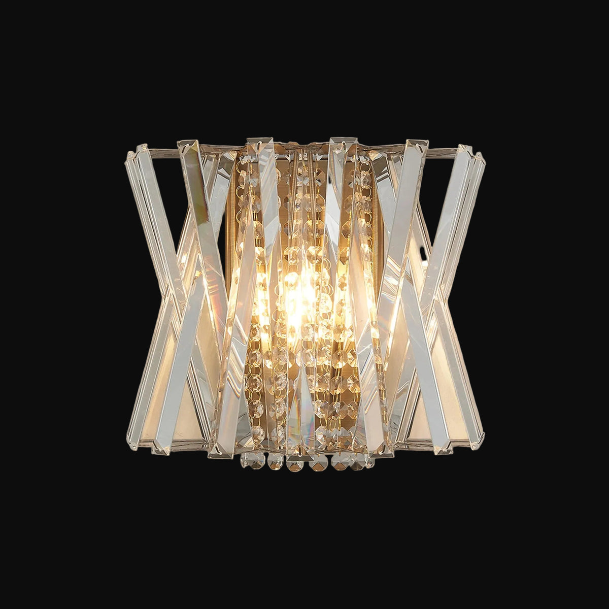 Faline Wall Light in Antique Brass & Clear Crystal Glass
