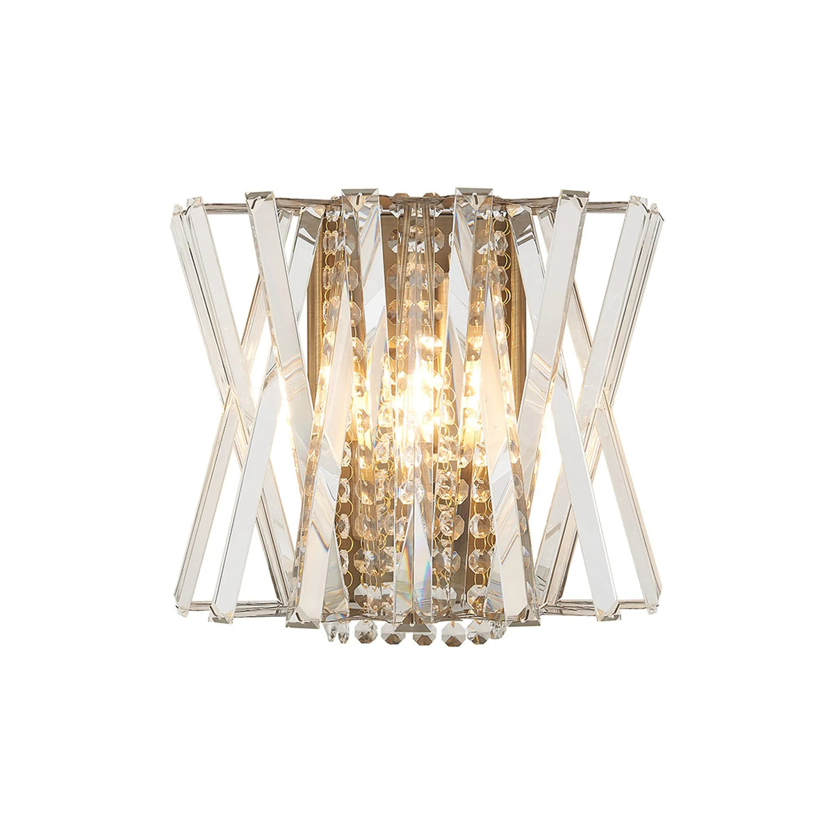 Faline Wall Light in Antique Brass & Clear Crystal Glass