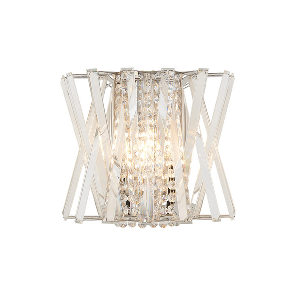 Faline Wall Light in Polished Nickel & Clear Crystal Glass