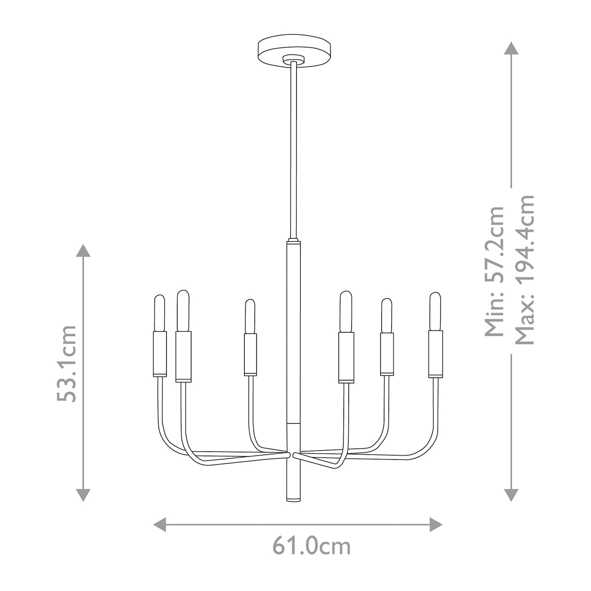 Brianna 6 Light Chandelier in Black
