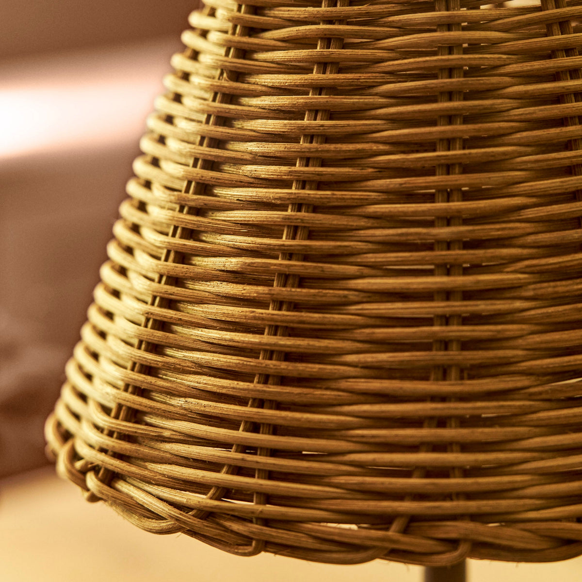 Burleigh Rechargeable Bronze Table Lamp With Rattan Shade