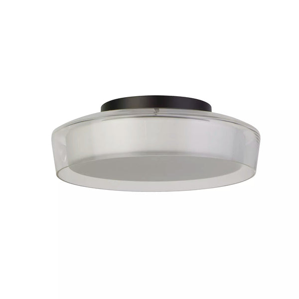 Puck IP44 Flush LED Ceiling Light in Black with Clear & Opal Glass Shades