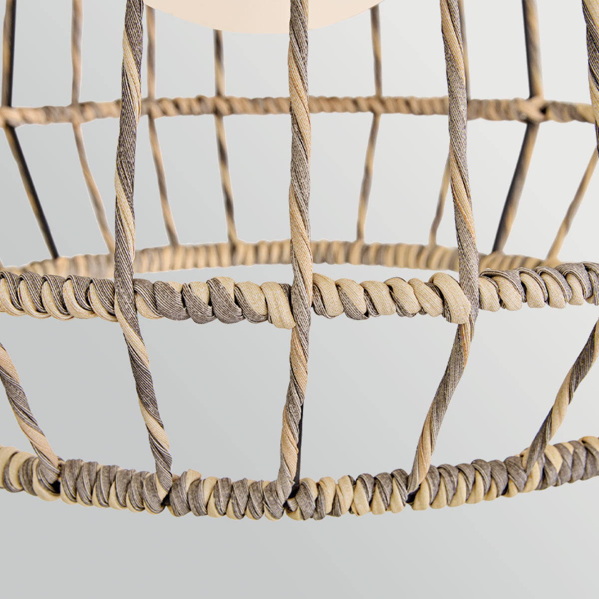 Arlen IP44 Large Pendant in Black and All Weather Rattan