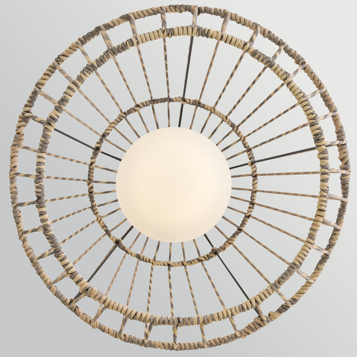 Arlen IP44 Large Pendant in Black and All Weather Rattan
