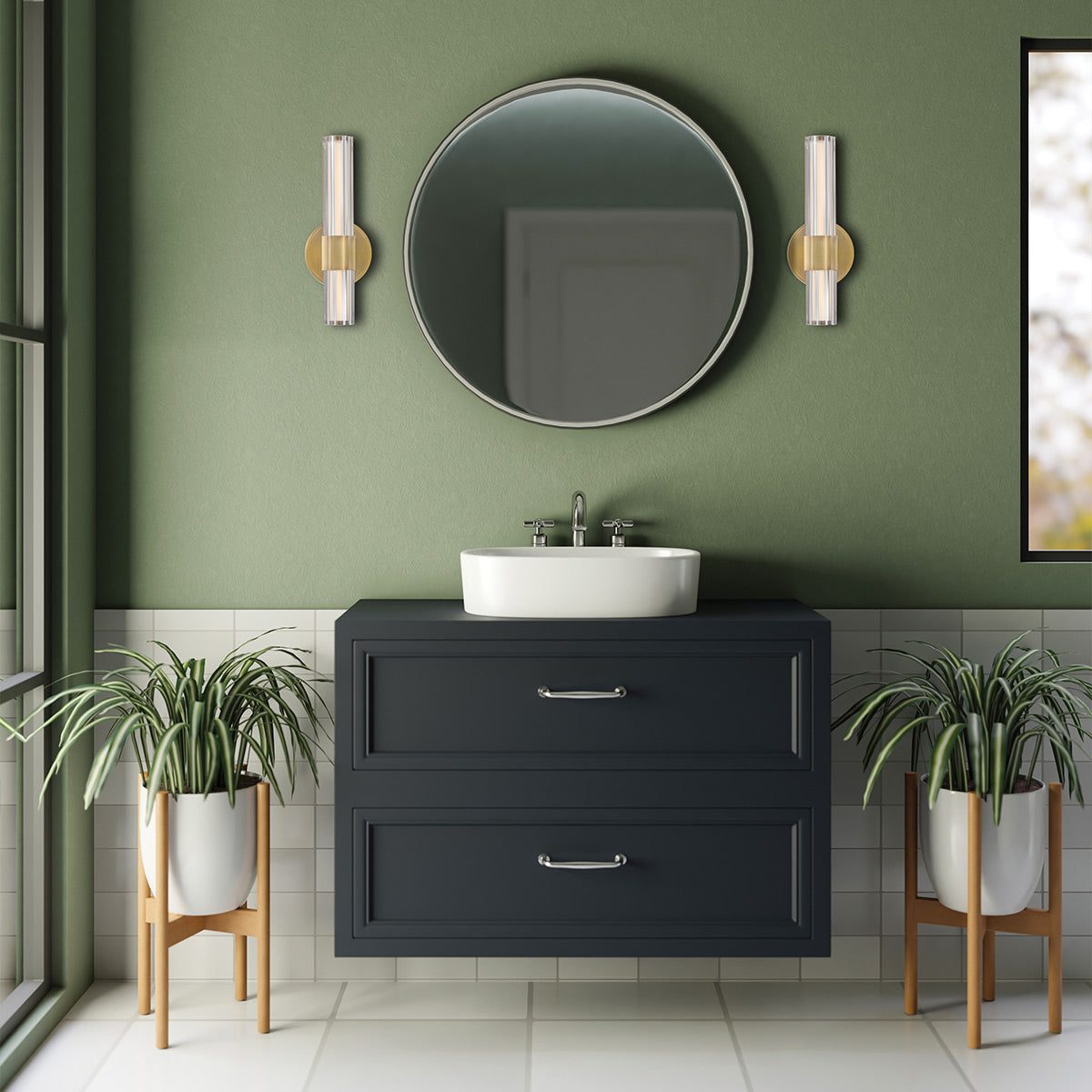 Georgette IP44 Dimmable LED Small Bathroom Wall Light in Lacquered Brass