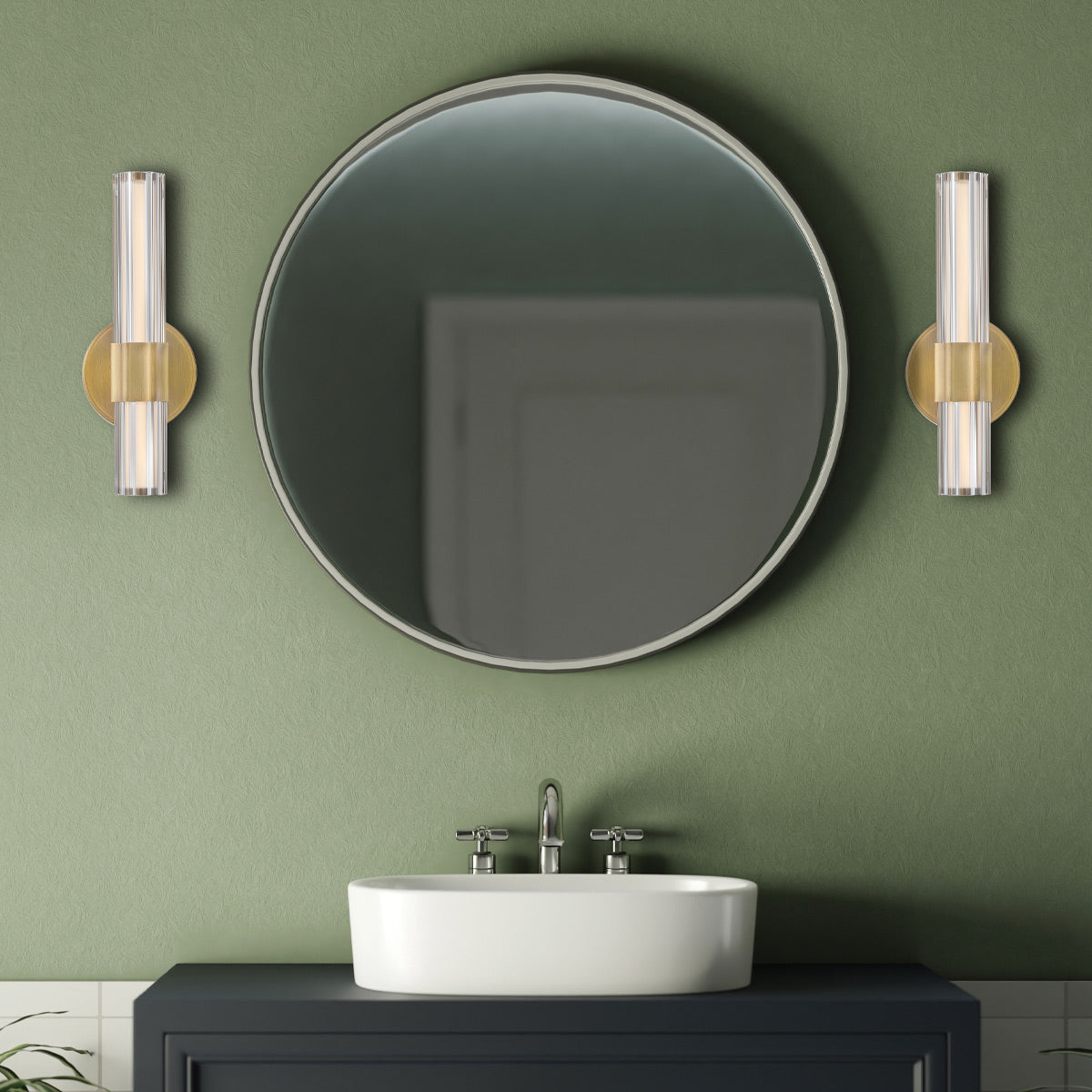 Georgette IP44 Dimmable LED Small Bathroom Wall Light in Lacquered Brass