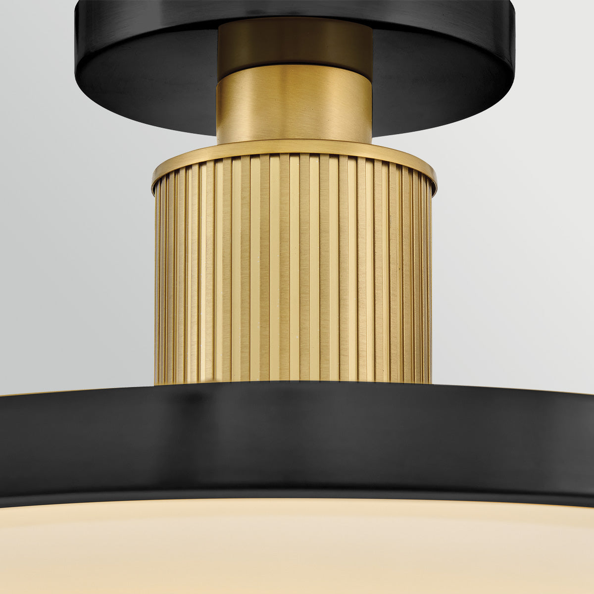 Kieran CCT LED Dimmable Semi-Flush Ceiling Light in Black with Brass Accents