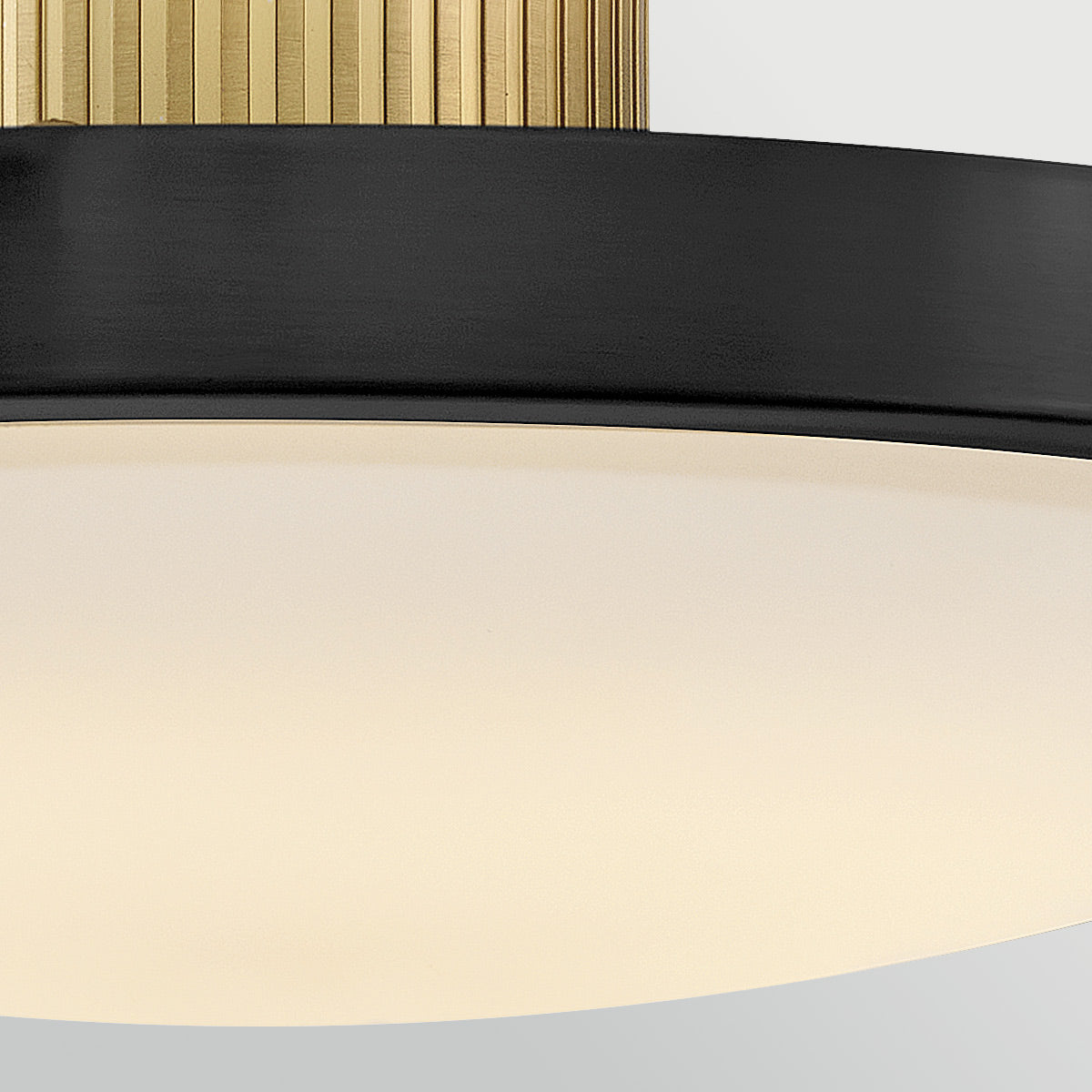 Kieran CCT LED Dimmable Semi-Flush Ceiling Light in Black with Brass Accents