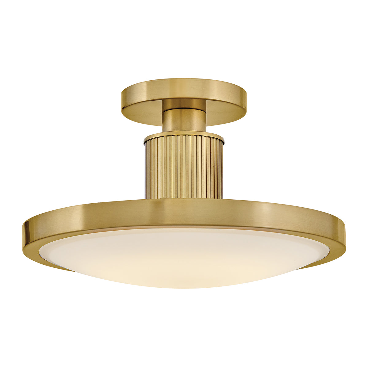 Kieran CCT LED Dimmable Semi-Flush Ceiling Light in Lacquered Brass