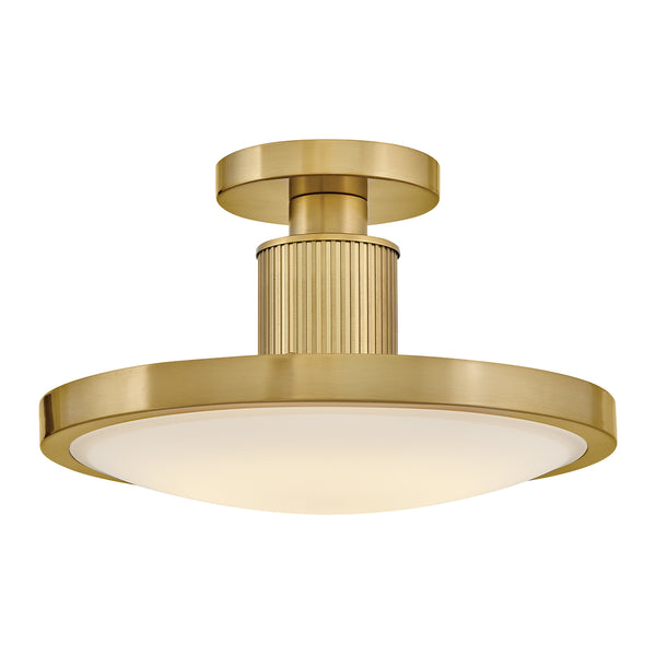 Kieran CCT LED Dimmable Semi-Flush Ceiling Light in Lacquered Brass