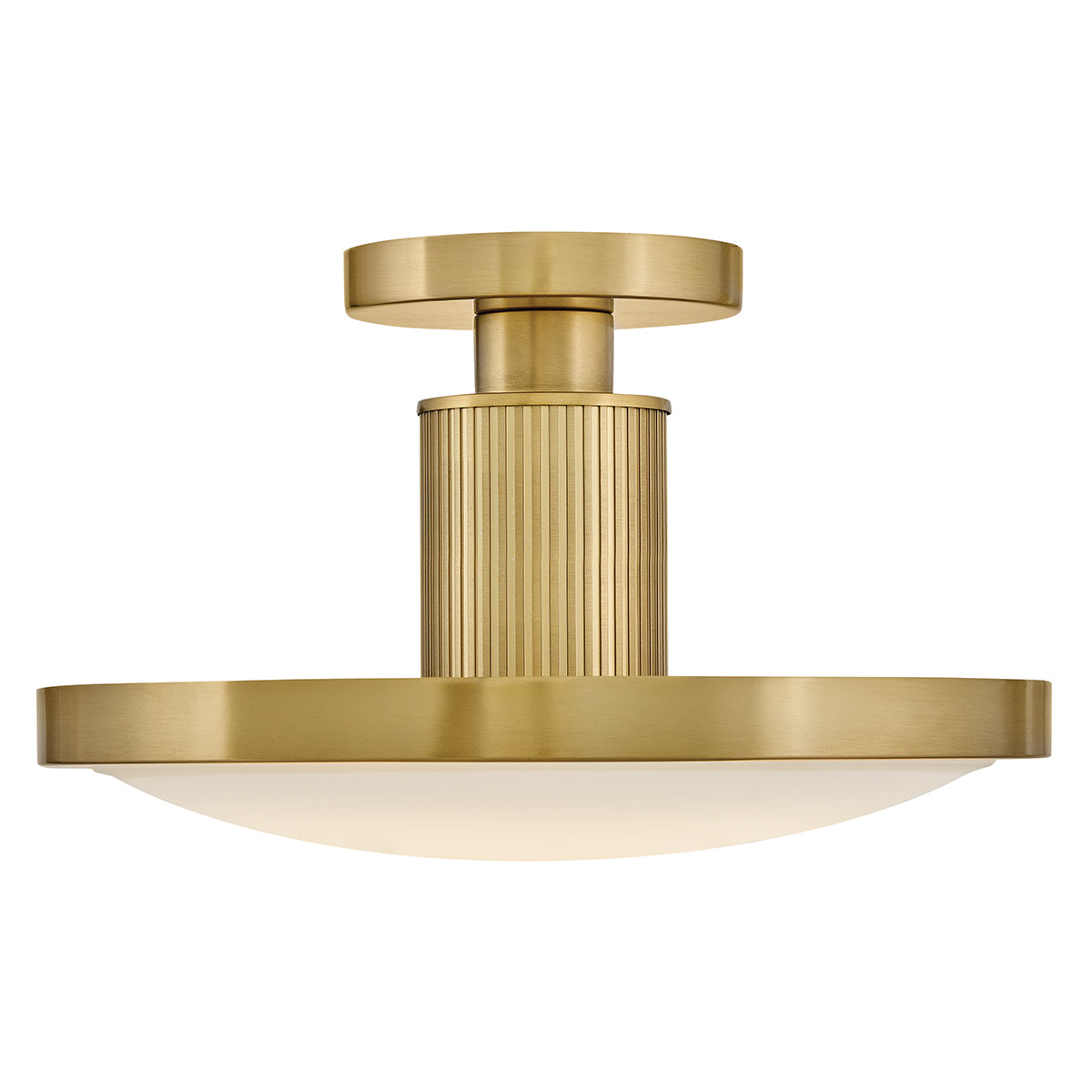 Kieran CCT LED Dimmable Semi-Flush Ceiling Light in Lacquered Brass