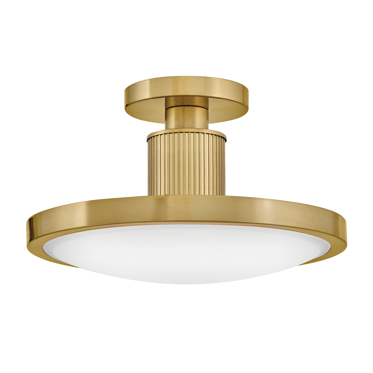 Kieran CCT LED Dimmable Semi-Flush Ceiling Light in Lacquered Brass
