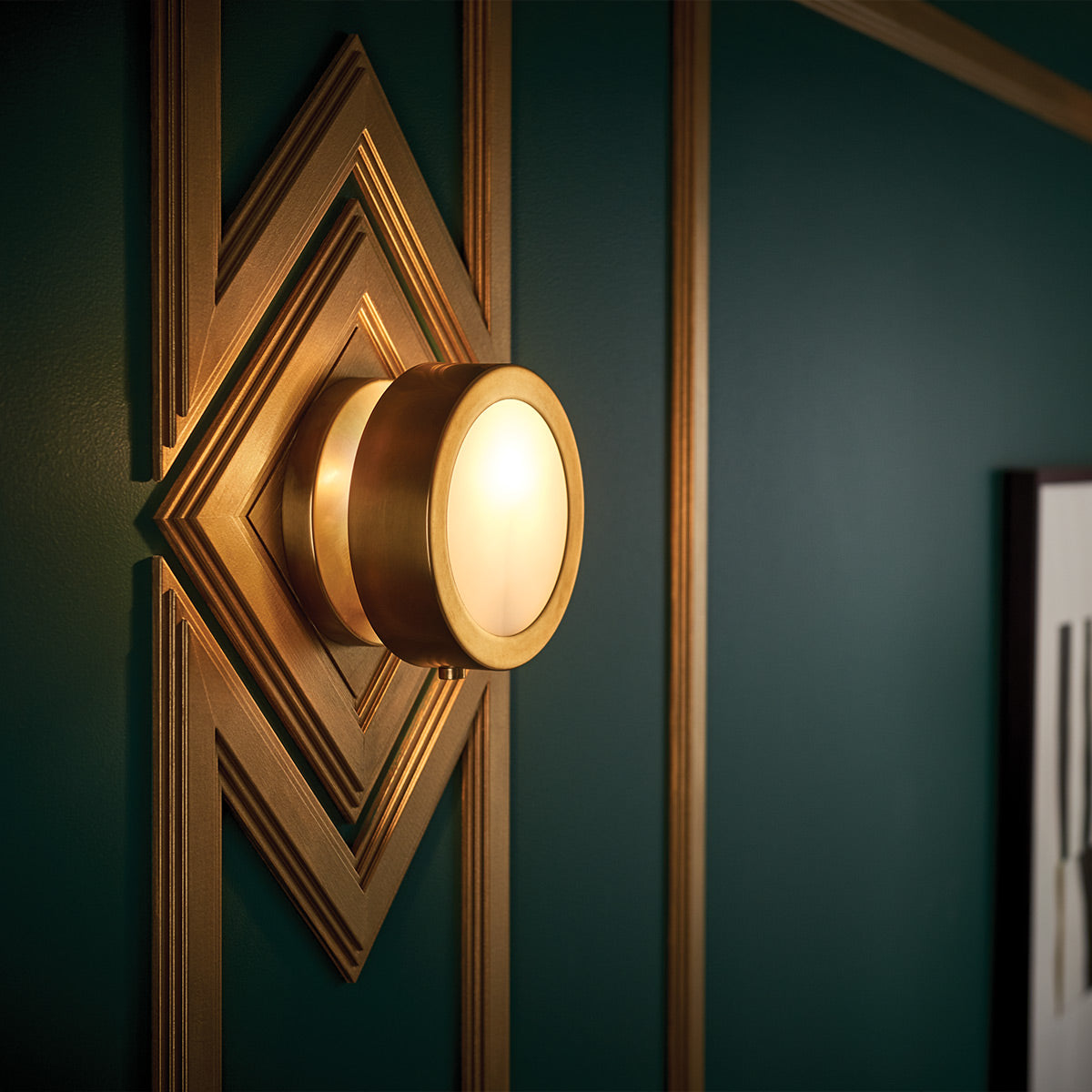 Mercer Small Wall or Ceiling Light in Heritage Brass