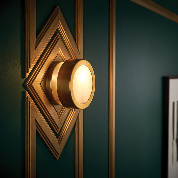 Mercer Small Wall or Ceiling Light in Heritage Brass