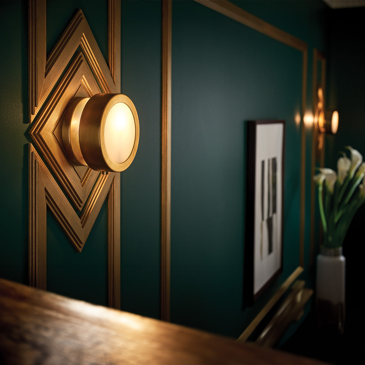 Mercer Small Wall or Ceiling Light in Heritage Brass