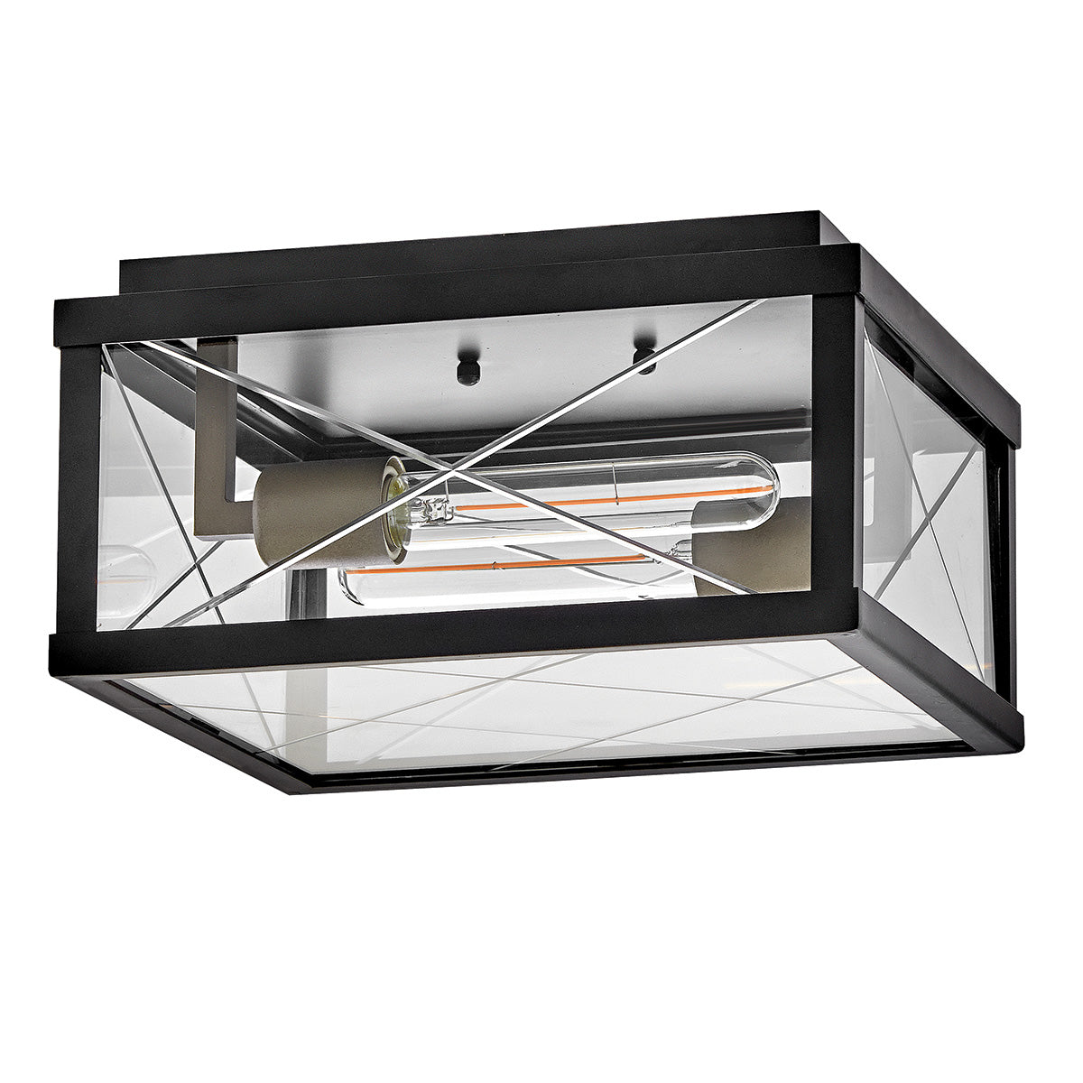 Monte IP44 Porch Ceiling Light in Black with Argyle Cut Glass