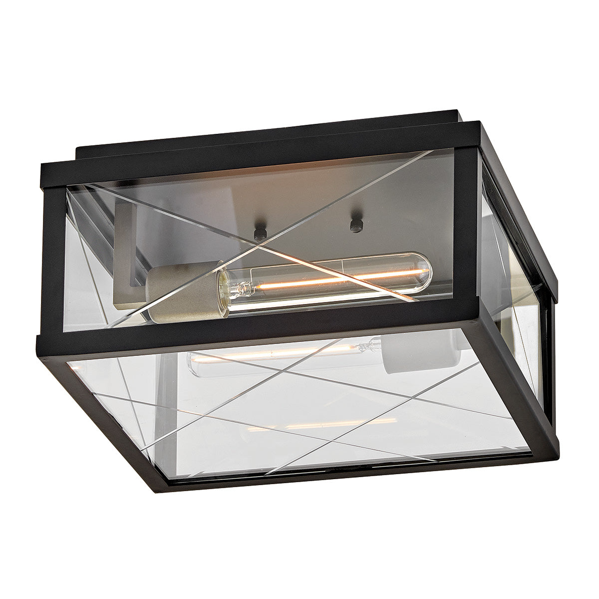Monte IP44 Porch Ceiling Light in Black with Argyle Cut Glass