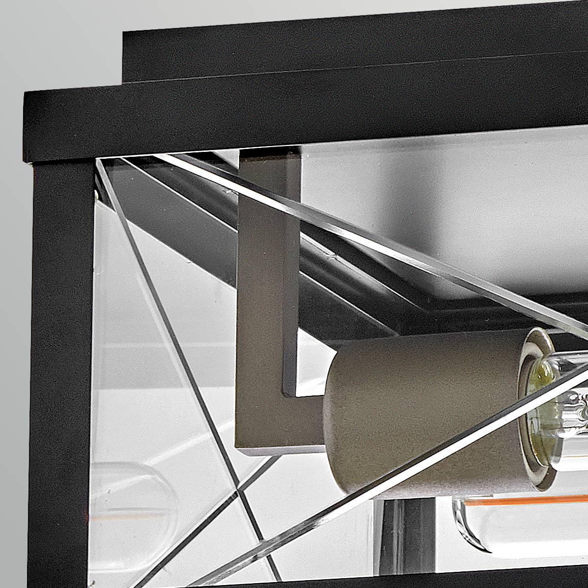 Monte IP44 Porch Ceiling Light in Black with Argyle Cut Glass