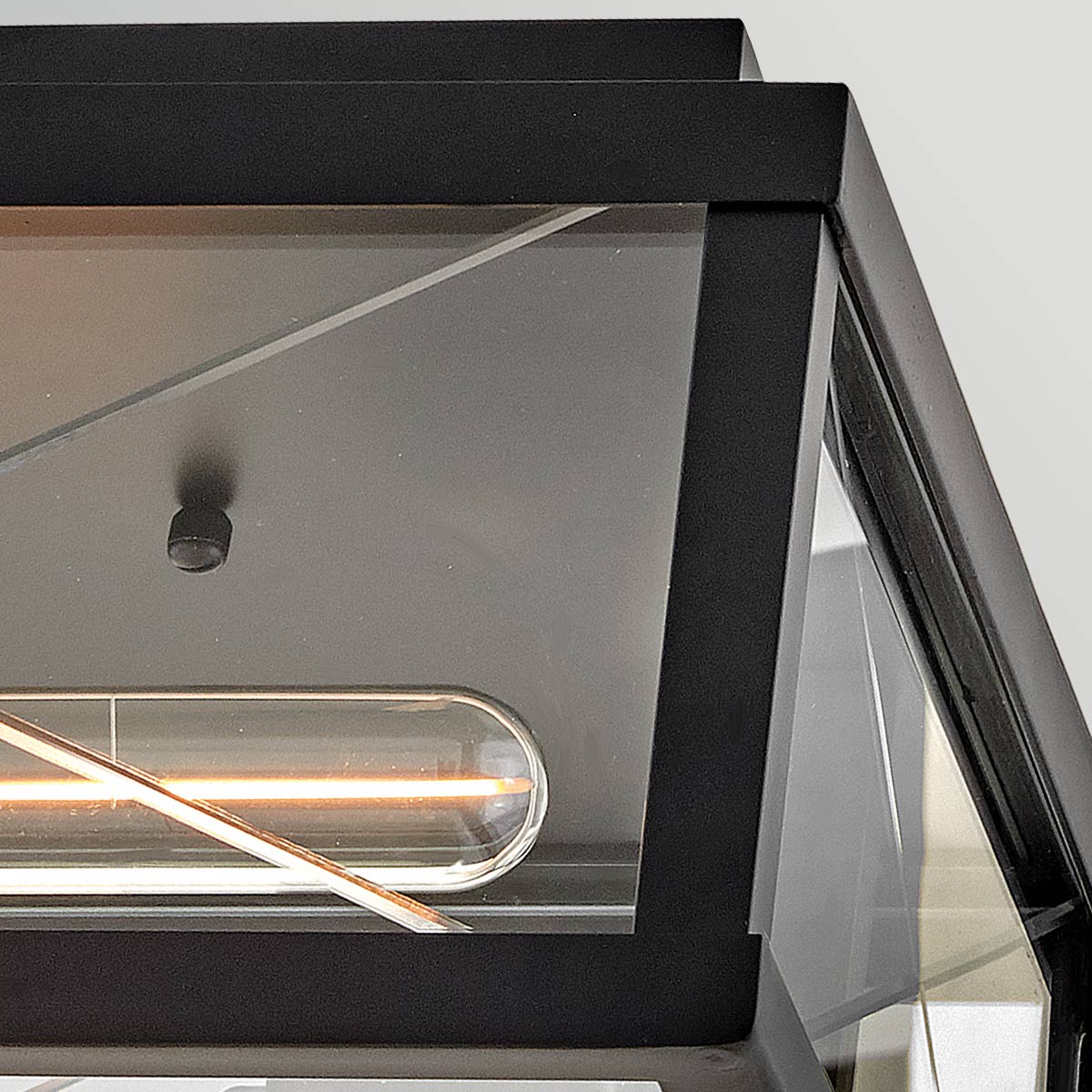 Monte IP44 Porch Ceiling Light in Black with Argyle Cut Glass