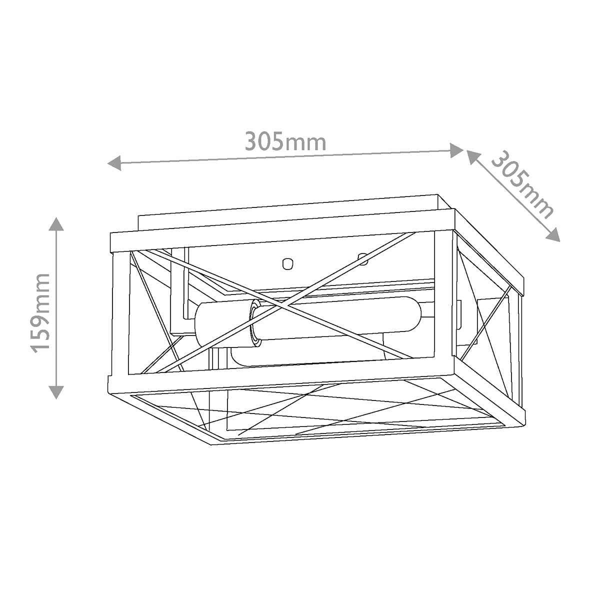 Monte IP44 Porch Ceiling Light in Black with Argyle Cut Glass