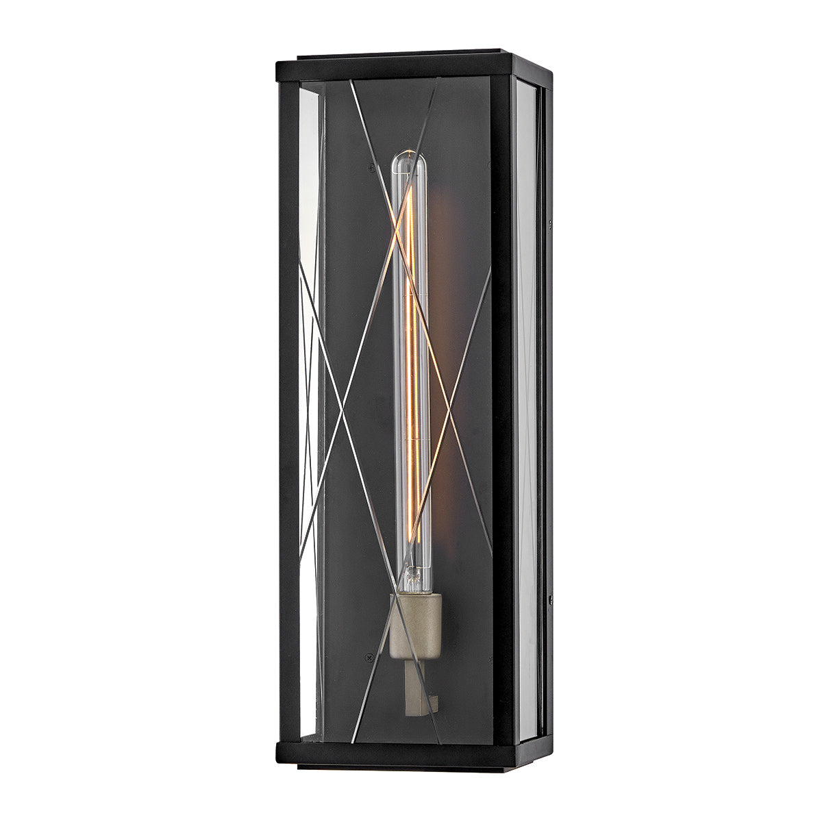Monte IP44 Large Wall Lantern in Black with Argyle Cut Glass