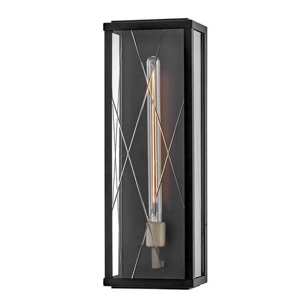 Monte IP44 Large Wall Lantern in Black with Argyle Cut Glass