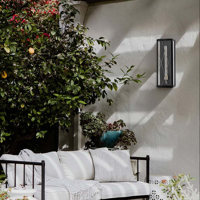 Monte IP44 Large Wall Lantern in Black with Argyle Cut Glass
