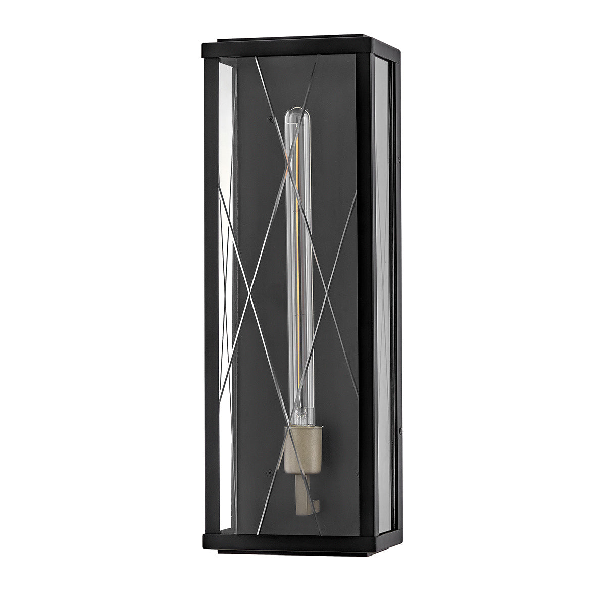 Monte IP44 Large Wall Lantern in Black with Argyle Cut Glass