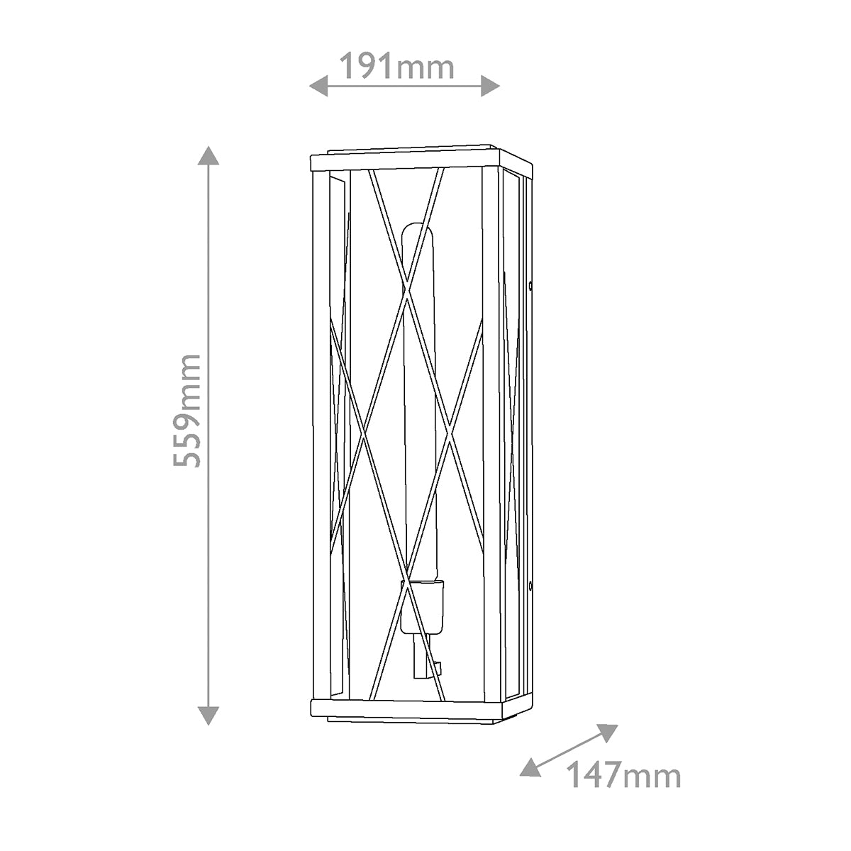Monte IP44 Large Wall Lantern in Black with Argyle Cut Glass