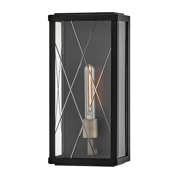 Monte IP44 Medium Wall Lantern in Black with Argyle Cut Glass