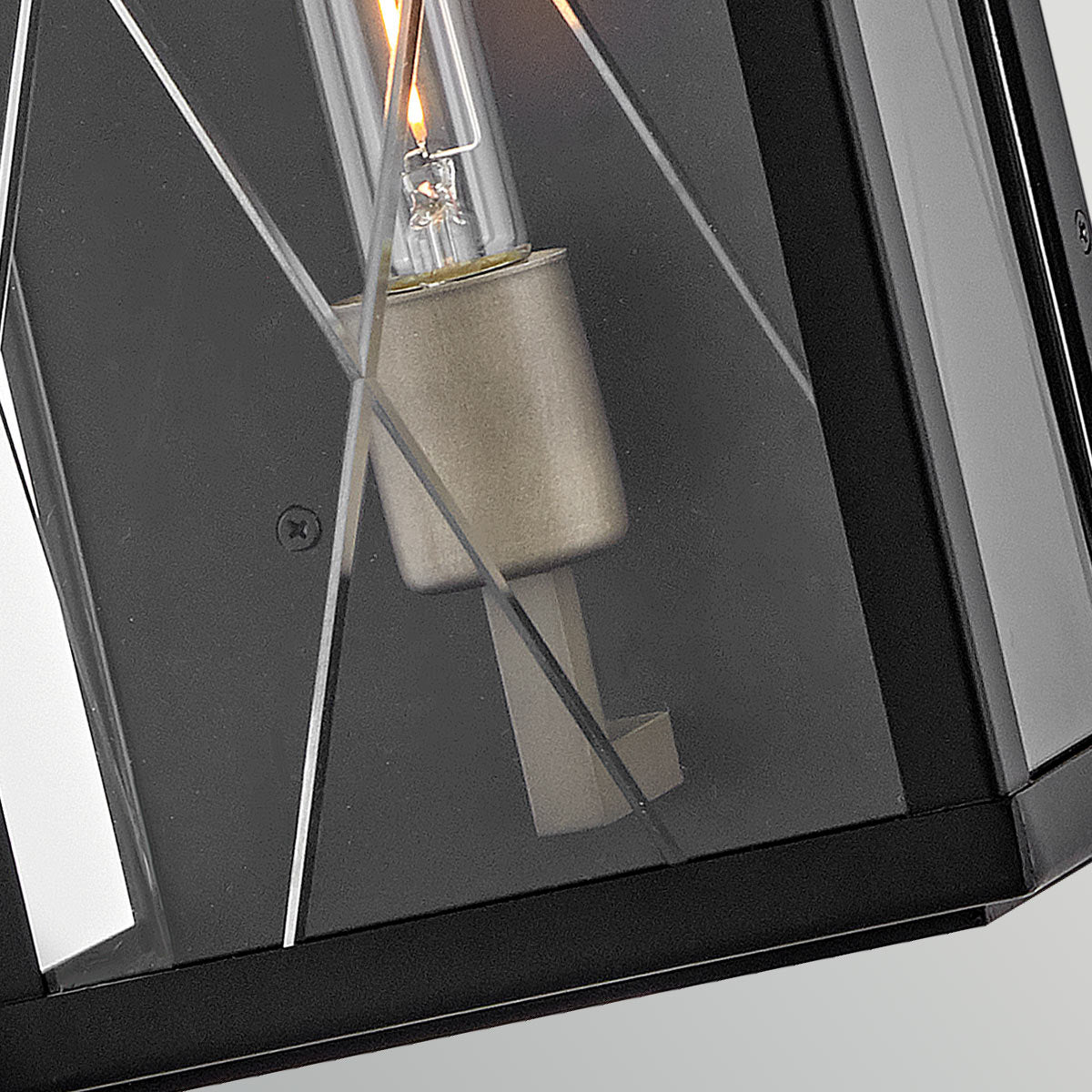 Monte IP44 Medium Wall Lantern in Black with Argyle Cut Glass
