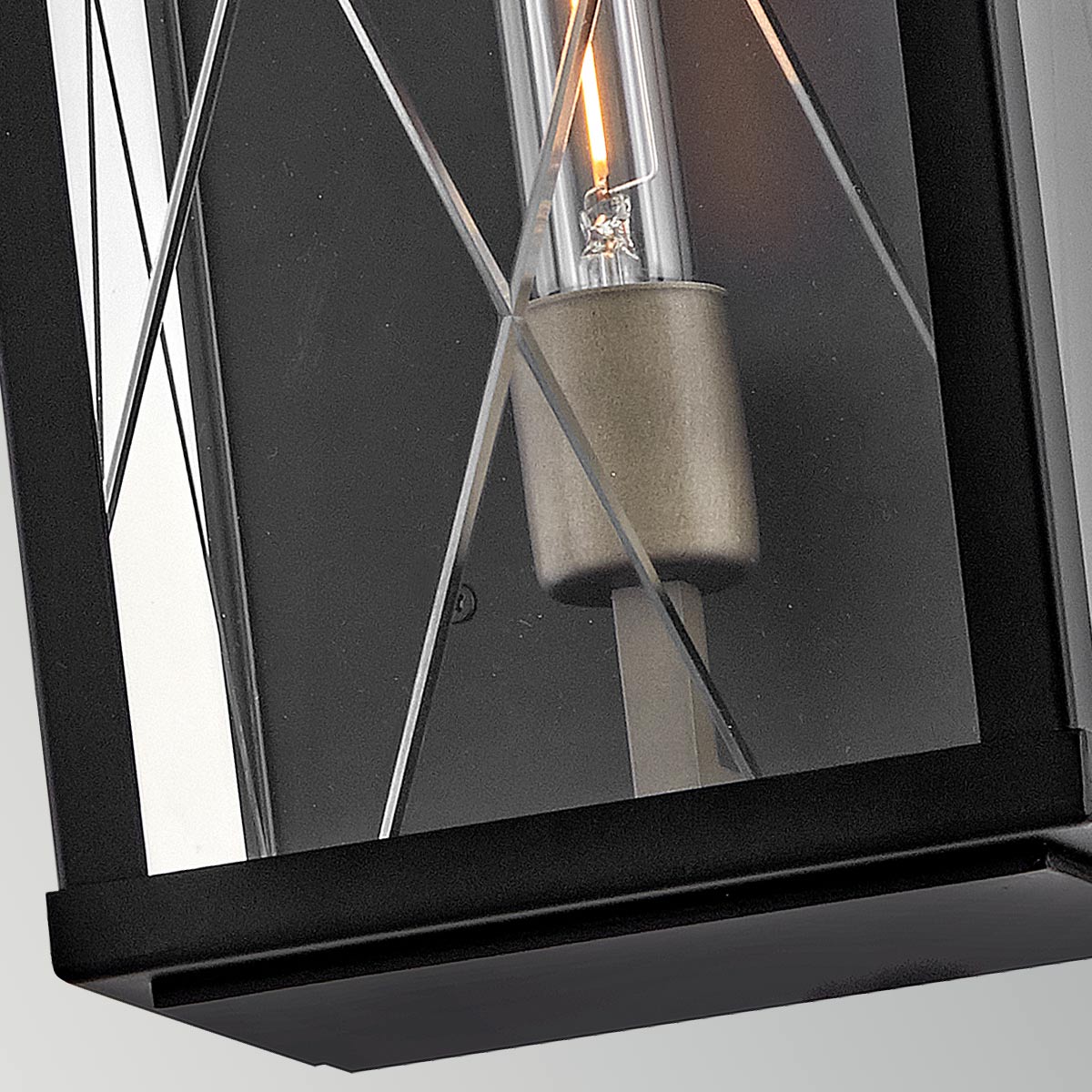 Monte IP44 Medium Wall Lantern in Black with Argyle Cut Glass