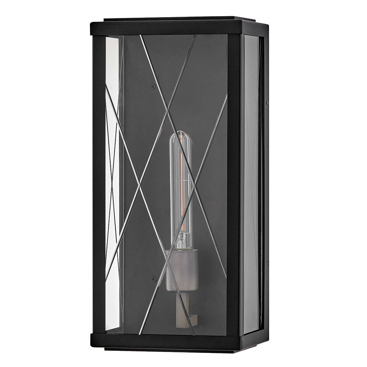 Monte IP44 Medium Wall Lantern in Black with Argyle Cut Glass