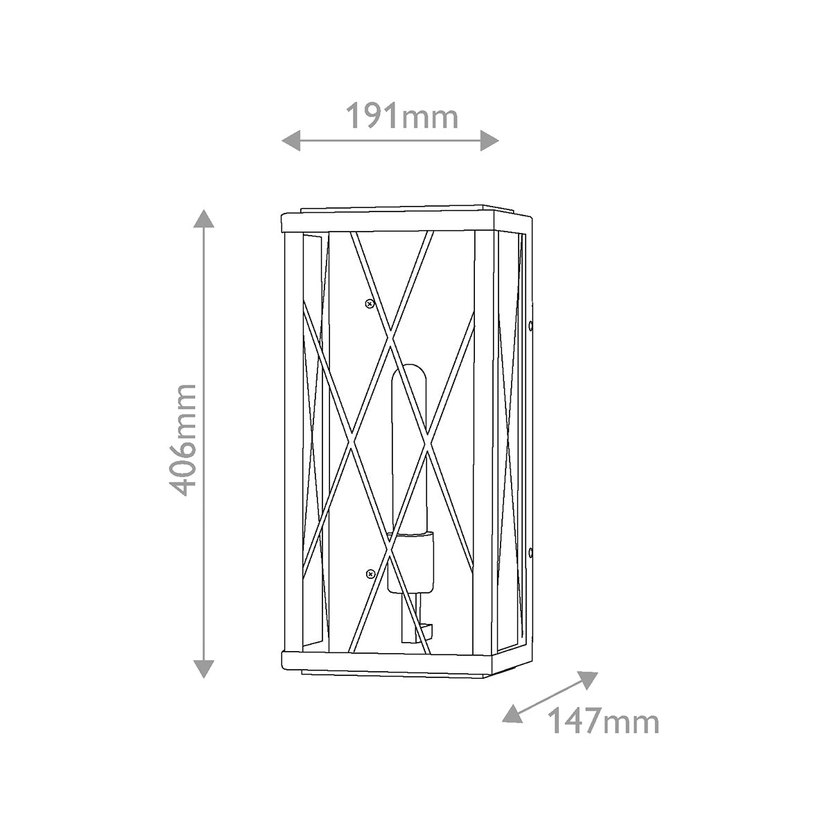 Monte IP44 Medium Wall Lantern in Black with Argyle Cut Glass