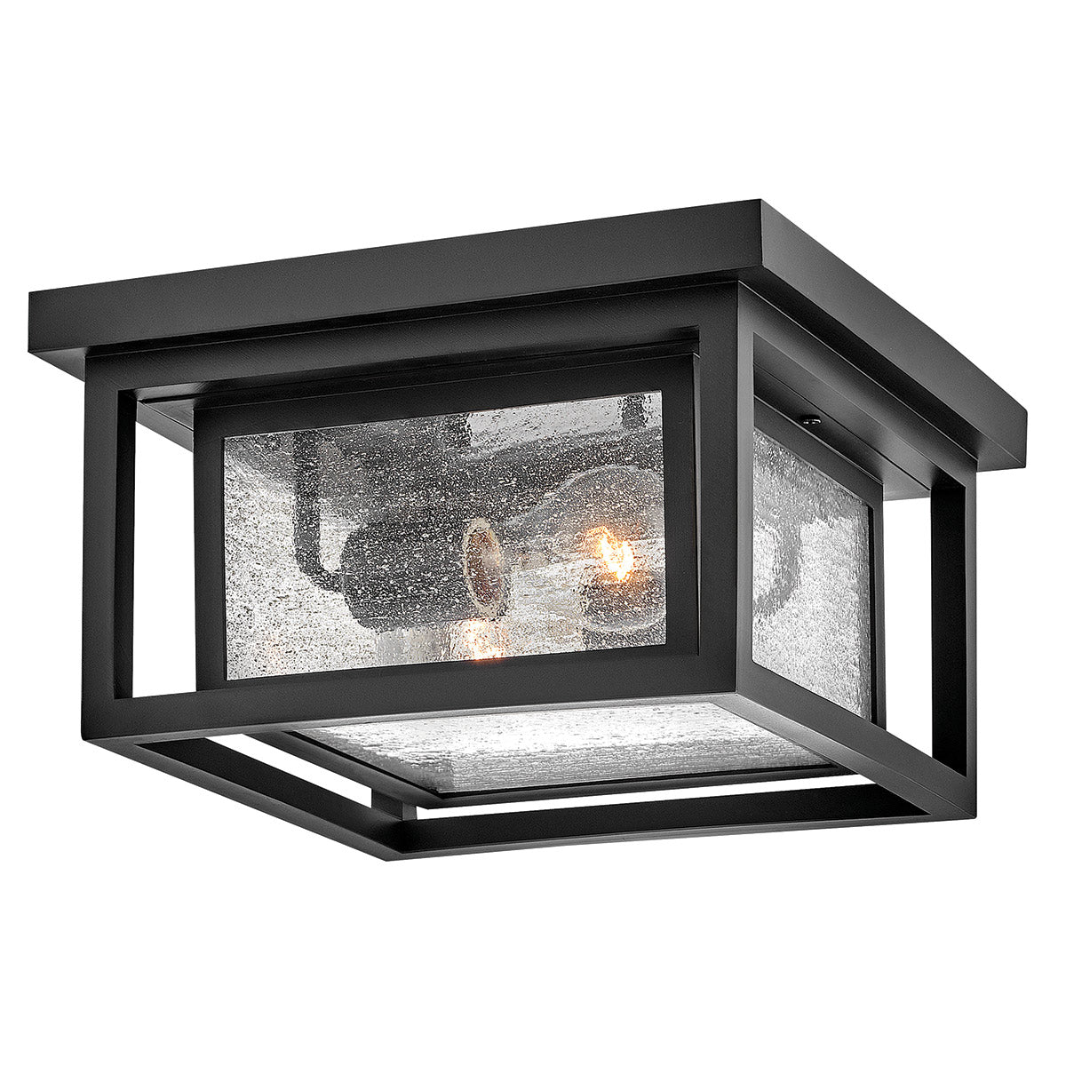 Republic IP44 Coastal Ceiling Light in Black with Clear Seedy Glass