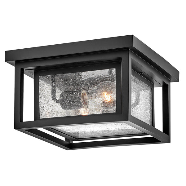 Republic IP44 Coastal Ceiling Light in Black with Clear Seedy Glass