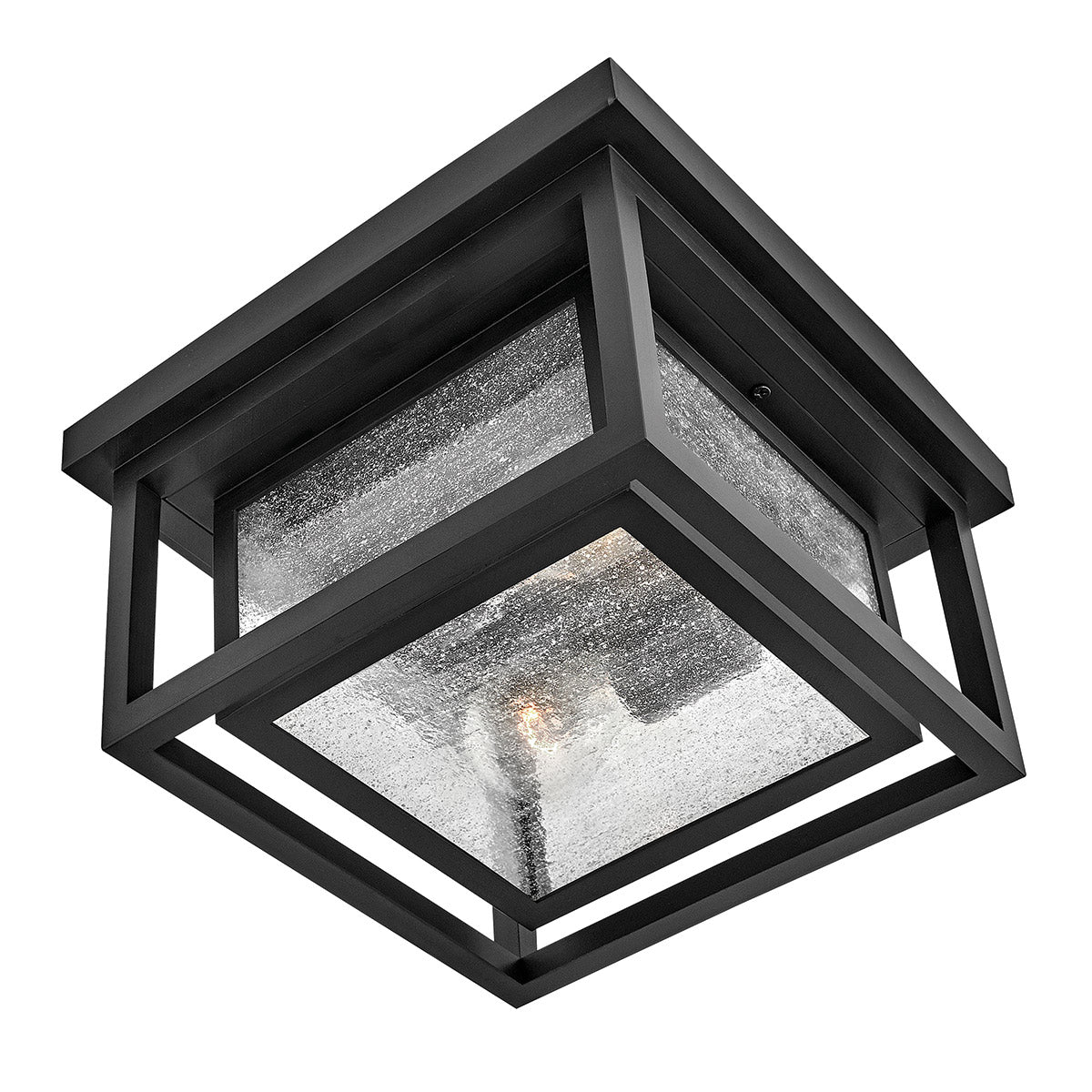 Republic IP44 Coastal Ceiling Light in Black with Clear Seedy Glass