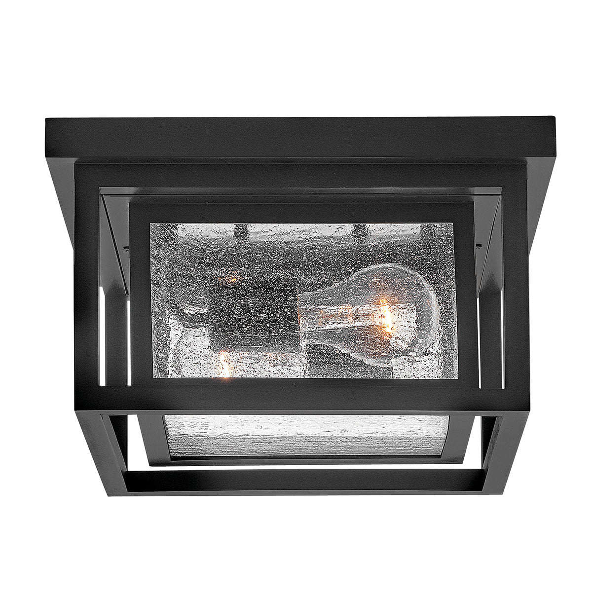 Republic IP44 Coastal Ceiling Light in Black with Clear Seedy Glass