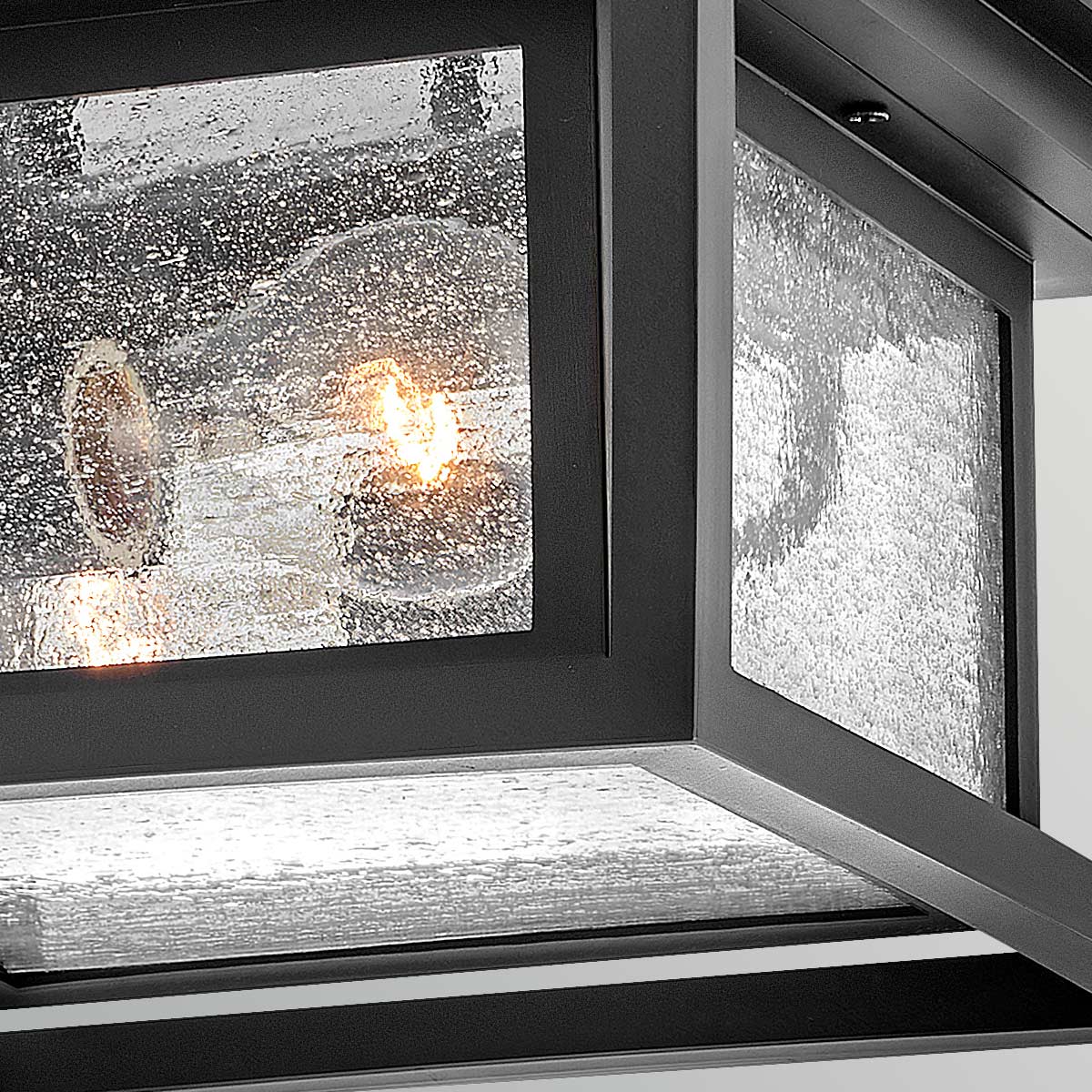 Republic IP44 Coastal Ceiling Light in Black with Clear Seedy Glass