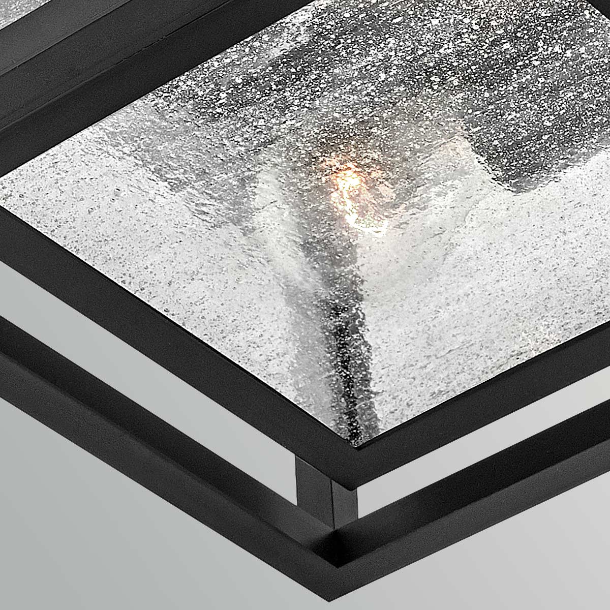 Republic IP44 Coastal Ceiling Light in Black with Clear Seedy Glass