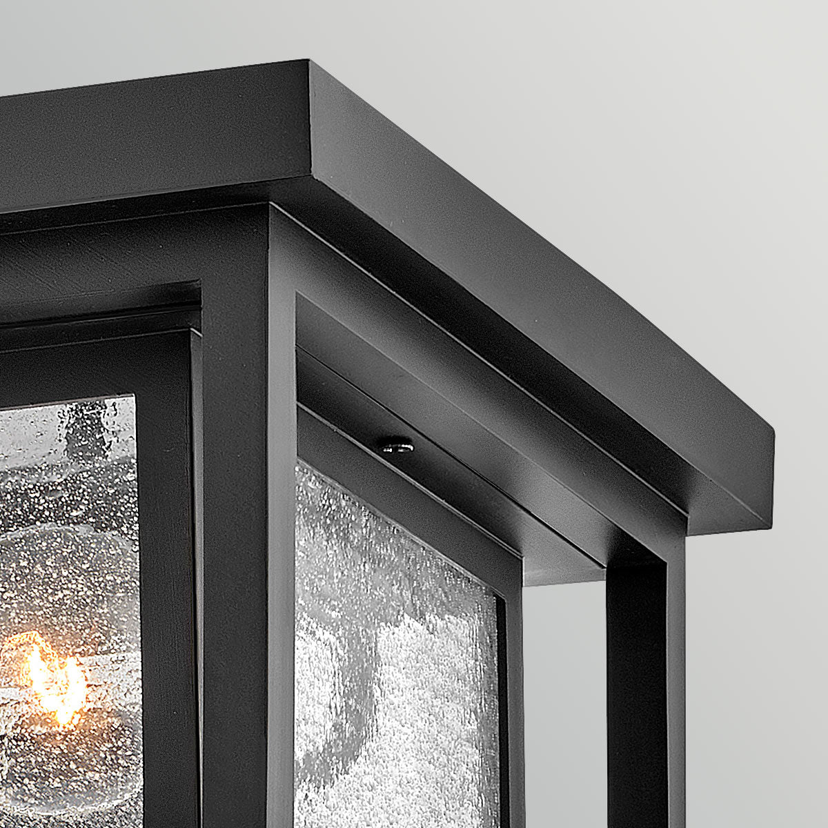 Republic IP44 Coastal Ceiling Light in Black with Clear Seedy Glass