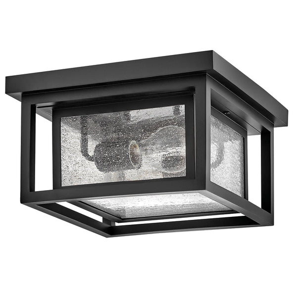 Republic IP44 Coastal Ceiling Light in Black with Clear Seedy Glass